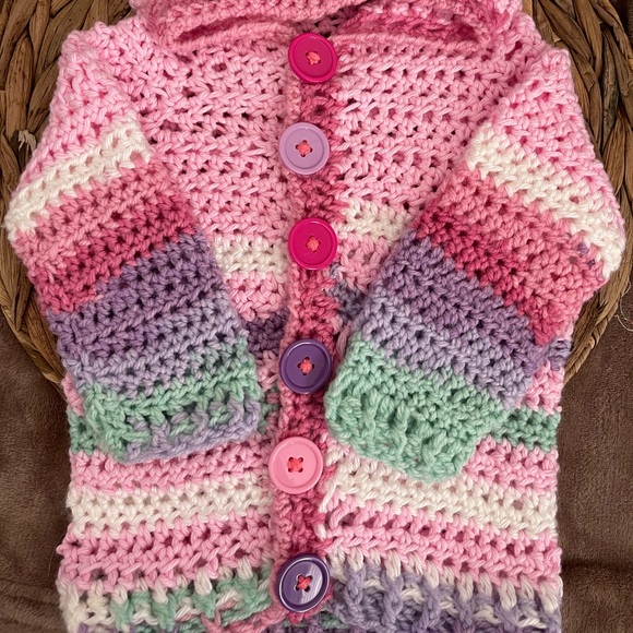 Handmade Crochet Baby Girl Sweater - Picture 7 of 12